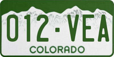 CO license plate 012VEA