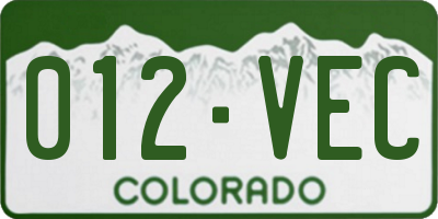 CO license plate 012VEC