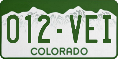 CO license plate 012VEI