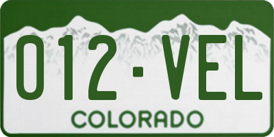 CO license plate 012VEL