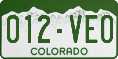 CO license plate 012VEO