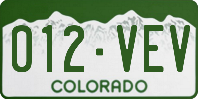 CO license plate 012VEV