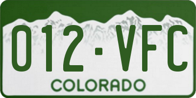 CO license plate 012VFC