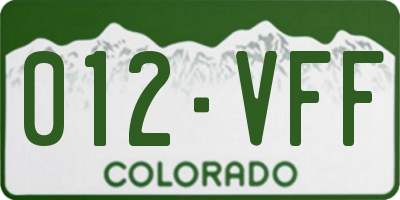 CO license plate 012VFF