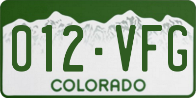 CO license plate 012VFG