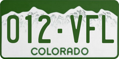 CO license plate 012VFL