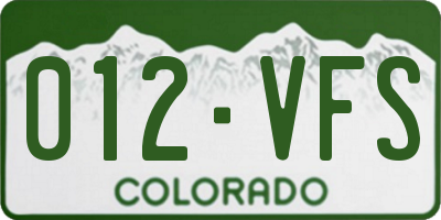 CO license plate 012VFS