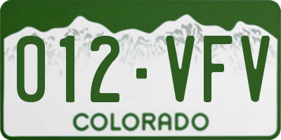 CO license plate 012VFV