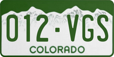 CO license plate 012VGS