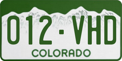 CO license plate 012VHD