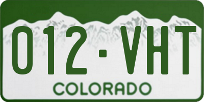 CO license plate 012VHT