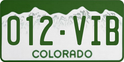 CO license plate 012VIB