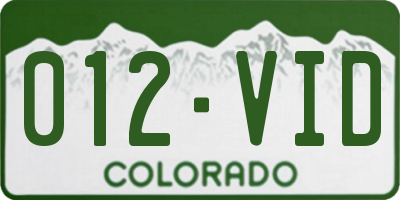 CO license plate 012VID