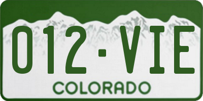CO license plate 012VIE