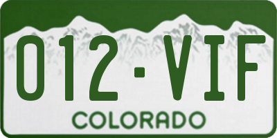 CO license plate 012VIF