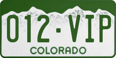 CO license plate 012VIP