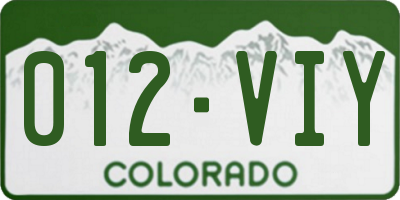 CO license plate 012VIY