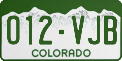 CO license plate 012VJB