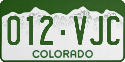 CO license plate 012VJC
