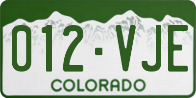 CO license plate 012VJE