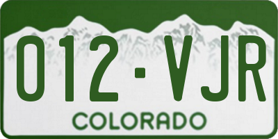 CO license plate 012VJR