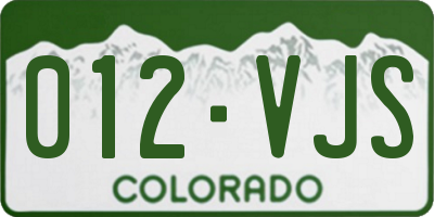 CO license plate 012VJS