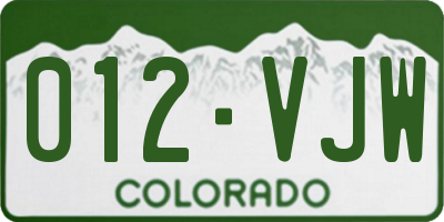 CO license plate 012VJW