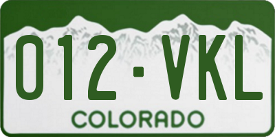 CO license plate 012VKL