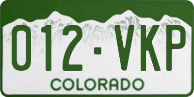 CO license plate 012VKP