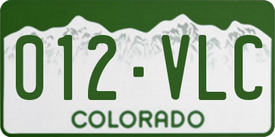 CO license plate 012VLC