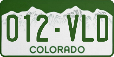 CO license plate 012VLD
