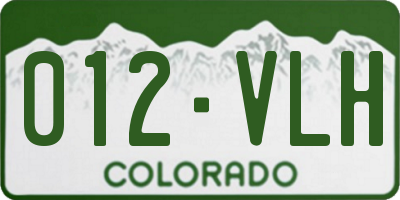 CO license plate 012VLH