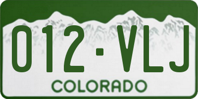 CO license plate 012VLJ