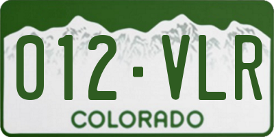 CO license plate 012VLR