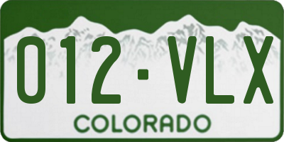 CO license plate 012VLX