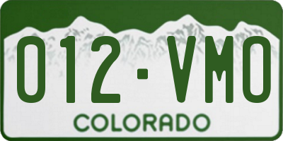 CO license plate 012VMO