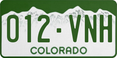 CO license plate 012VNH