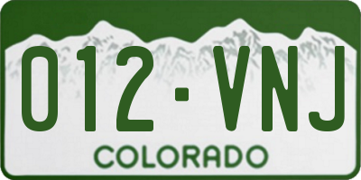 CO license plate 012VNJ
