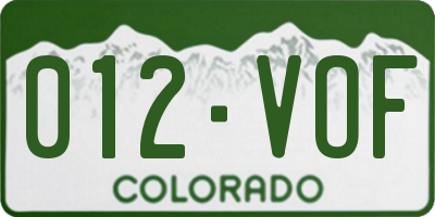 CO license plate 012VOF