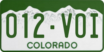CO license plate 012VOI