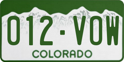 CO license plate 012VOW