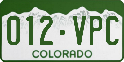 CO license plate 012VPC