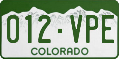 CO license plate 012VPE