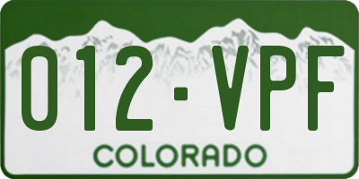 CO license plate 012VPF