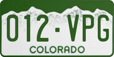 CO license plate 012VPG