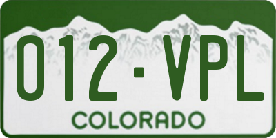 CO license plate 012VPL