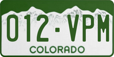 CO license plate 012VPM