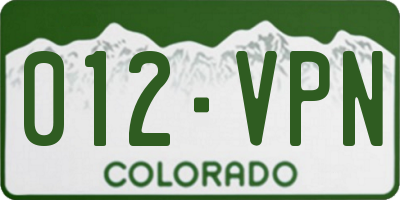 CO license plate 012VPN
