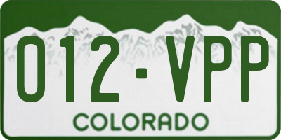CO license plate 012VPP