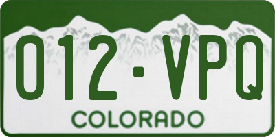 CO license plate 012VPQ
